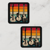Retro Guitar Vierkante Visitekaartje (Voorkant / Achterkant)