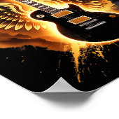 Retro Guitar Wings Abstract Art Rock And Roll Musi Poster (Hoek)
