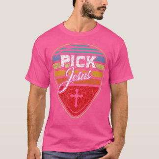 Retro Guitarist Guitar Pick Christelijke muziek T-shirt