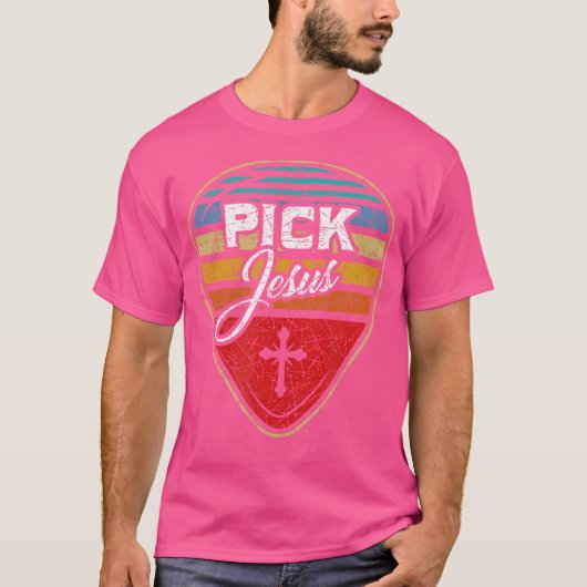 Retro Guitarist Guitar Pick Christelijke muziek T-shirt (Voorkant)