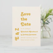 Retro Guldenroede Typografie Bewaar de Datum Save The Date (Staand voorkant)