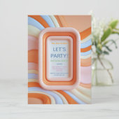 Retro Gummy Peach and Blue Waves Birthday Kaart (Staand voorkant)