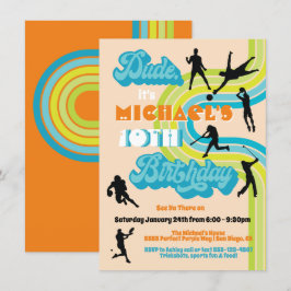 Retro Guy Sports Birthday Party Kaart