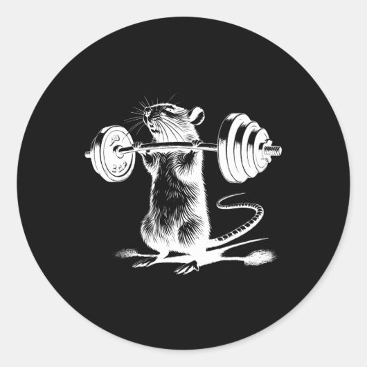 Retro Gym Rat Fitness Bodybuilding Workout Weight  Ronde Sticker (Voorkant)