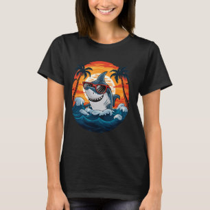Retro haai in zonnebril jaren 70 jaren 80 jaren 90 t-shirt