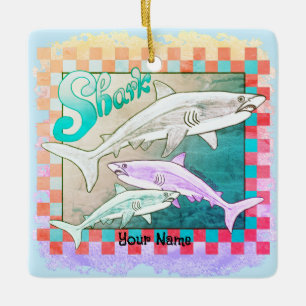 Retro Haaien Keramisch Ornament