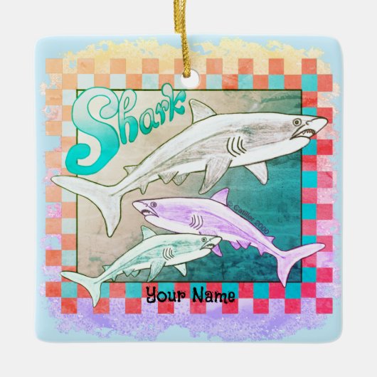 Retro Haaien Keramisch Ornament (Voorkant)