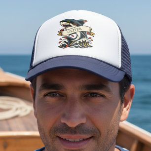 Retro Haaien Tattoe Nautilus Trucker Pet