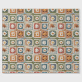 Retro Haak Granny Squares Gebreid Cadeaupapier (Vlak)