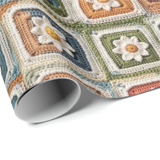 Retro  Haak Granny Squares Gebreid Cadeaupapier (Rol Hoek)