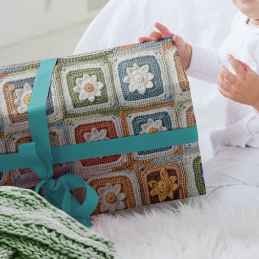 Retro Haak Granny Squares Gebreid Cadeaupapier