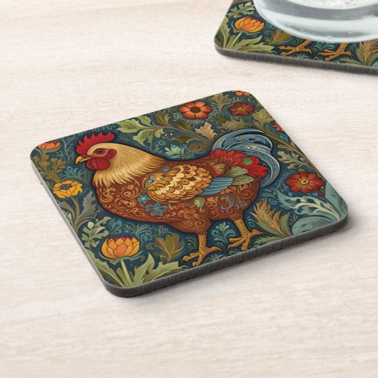 Retro haan boho chic country kip bier onderzetter (Linkerzijde)