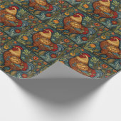 Retro haan boho chic country kip cadeaupapier (Hoek)