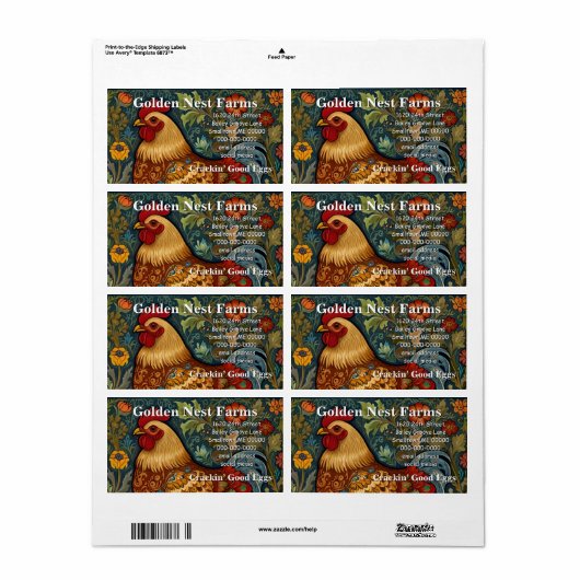 Retro haan boho chic country kip etiket (Full Sheet)