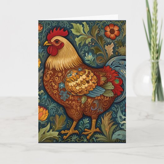 Retro haan boho chic country kip kaart (Voorkant)