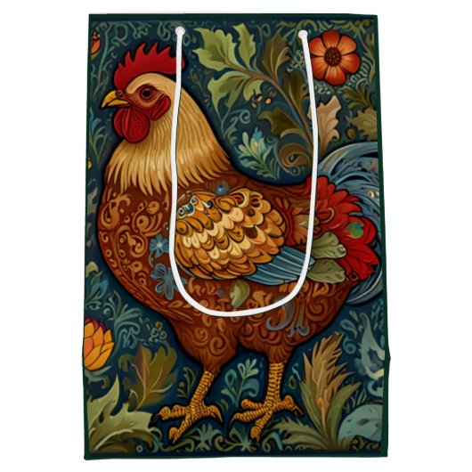 Retro haan boho chic country kip medium cadeauzakje (Achterkant)