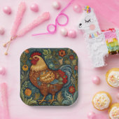 Retro haan boho chic country kip papieren bordje (Feest)