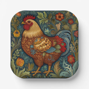 Retro haan boho chic country kip papieren bordje