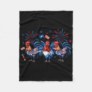 Retro Haan Patriottisch USA Kippen Boerderij Dier  Fleece Deken