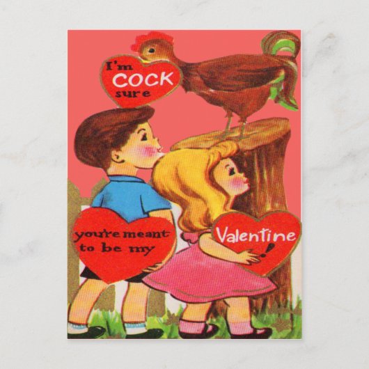Retro Haan Valentijn Kaart (Voorkant)