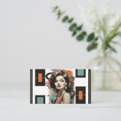 Retro Haarstylist schoonheidssalon cosmetica-indus Visitekaartje (Staand voorkant)