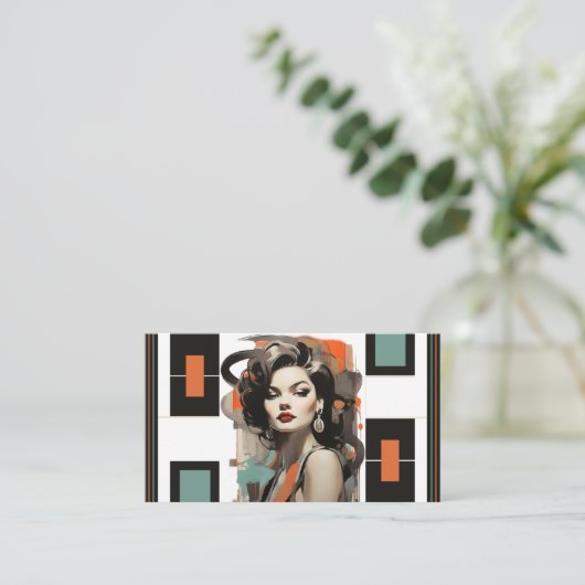 Retro Haarstylist schoonheidssalon cosmetica-indus Visitekaartje (Staand voorkant)