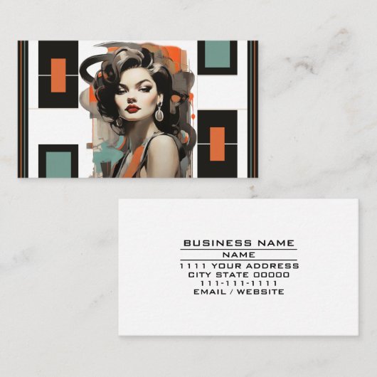 Retro Haarstylist schoonheidssalon cosmetica-indus Visitekaartje (Voorkant / Achterkant)