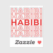 Retro Habibi Rood Arabisch Arabisch Sticker (Vel)