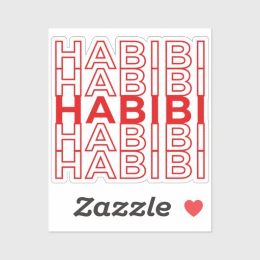 Retro Habibi Rood Arabisch Arabisch Sticker (Vel)
