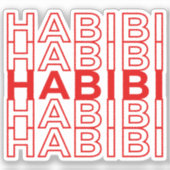 Retro Habibi Rood Arabisch Arabisch Sticker (Voorkant)