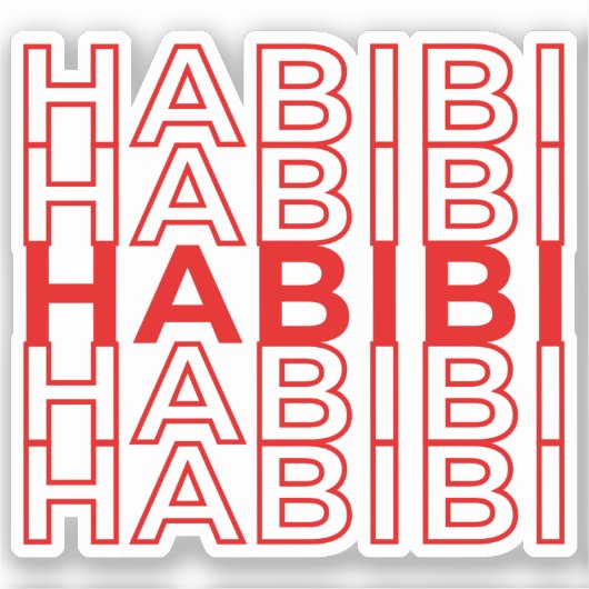 Retro Habibi Rood Arabisch Arabisch Sticker (Voorkant)