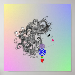 Retro Hair Mode Design Psychedelic Poster