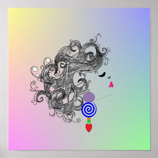 Retro Hair Mode Design Psychedelic Poster (Voorkant)