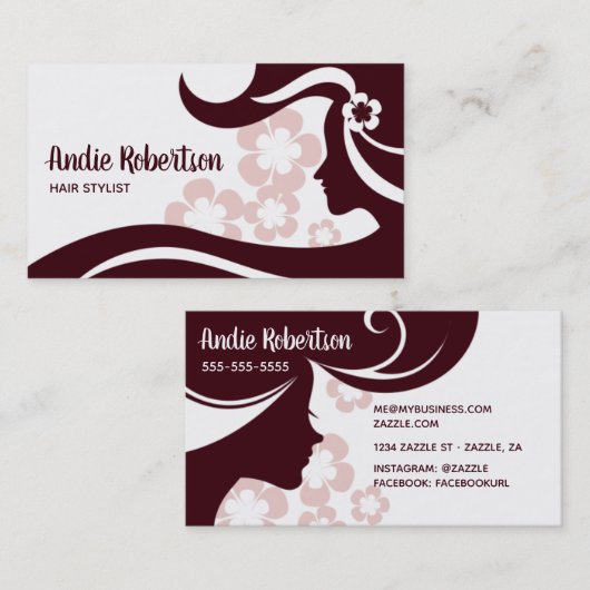 Retro Hair Stylist Brown en White Visitekaartje (Voorkant / Achterkant)