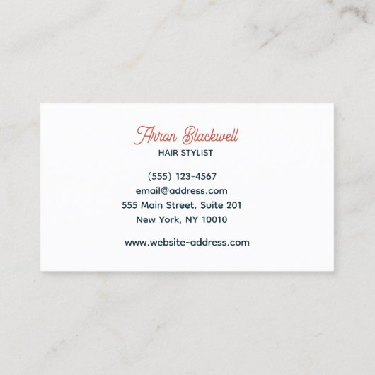 Retro Hair Stylist Schaar Visitekaartje (Achterkant)