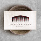 Retro Hair Stylist Tortoiseshell Comb Visitekaartje