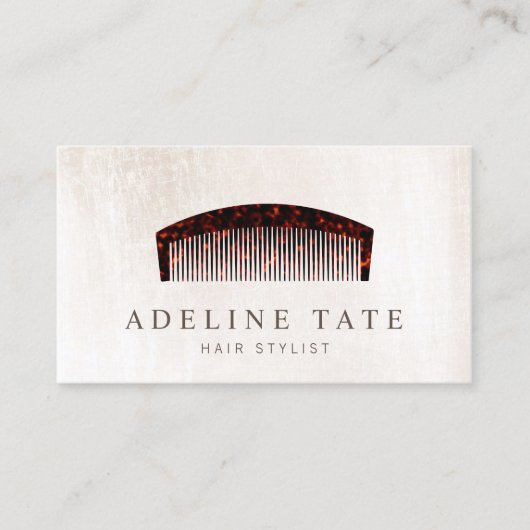 Retro Hair Stylist Tortoiseshell Comb Visitekaartje (Voorkant)