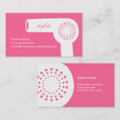 Retro hairdroger stijllijst roze visitekaartje (Voorkant / Achterkant)