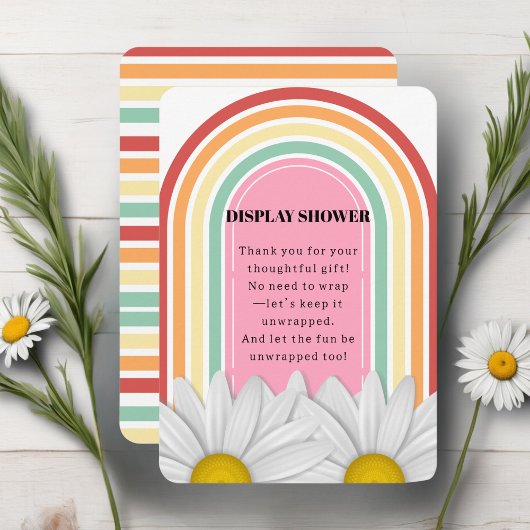 Retro Half Daisy Baby Shower Informatiekaartje