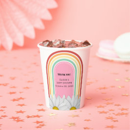 Retro Half Daisy Baby Shower Papieren Bekers