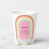 Retro Half Daisy Baby Shower Papieren Bekers (Achterkant)