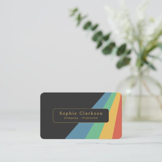 Retro Half Lines Visitekaartje (Staand voorkant)