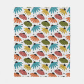 Retro Halftone Coneflowers Fleece Deken (Voorkant)