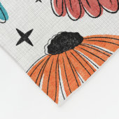 Retro Halftone Coneflowers Fleece Deken (Hoek)