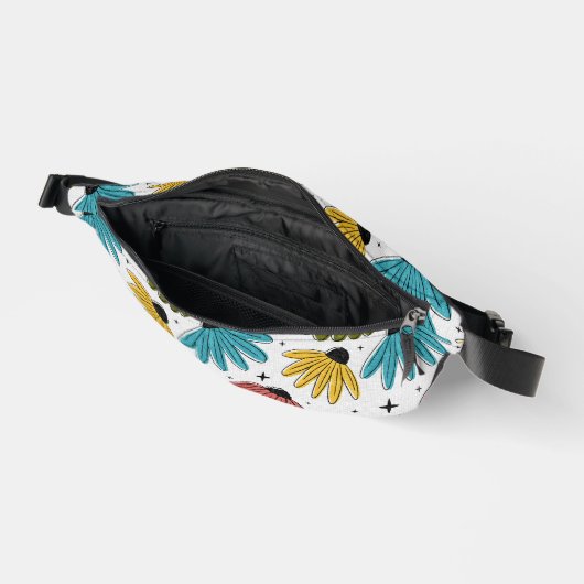 Retro Halftone Coneflowers Heuptasje (Open)