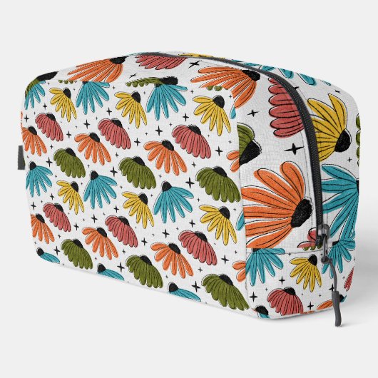 Retro Halftone Coneflowers Toilettasje (Rechterhoek)