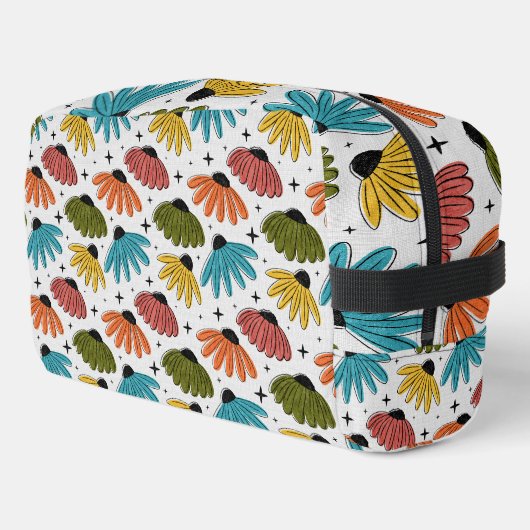 Retro Halftone Coneflowers Toilettasje (Linkerhoek)