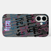 Retro Halftone Roze en Blauwe Collage van de Naam Case-Mate iPhone Case (Achterkant (horizontaal))