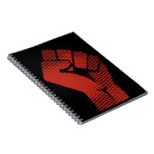 Retro Halftone Solidariteit Rode Gebalde Vuist Notitieboek (Rechterzijde)