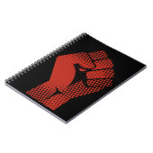 Retro Halftone Solidariteit Rode Gebalde Vuist Notitieboek (Linkerzijde)
